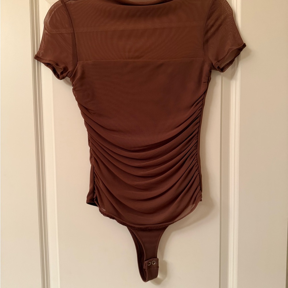 ReoRia Brown Ruched Bodysuit